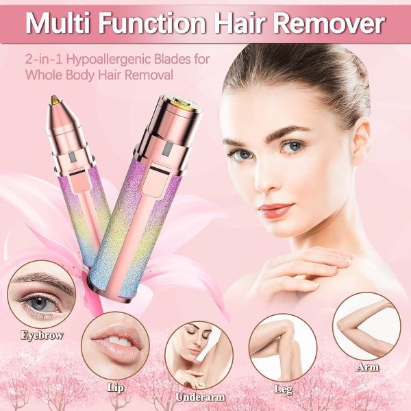2-in-1 Rechargeable Hair Remover – Painless Face & Body Trimmer with USB Cable & Cleaning Brush (Random Color)