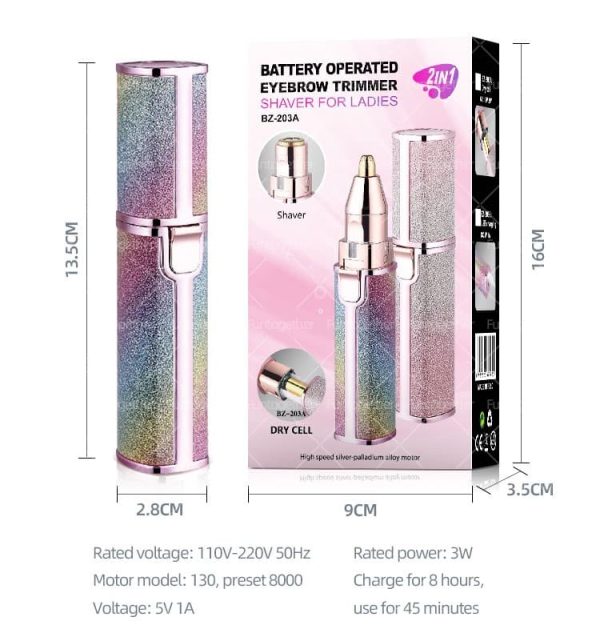 2-in-1 Rechargeable Hair Remover – Painless Face & Body Trimmer with USB Cable & Cleaning Brush (Random Color)