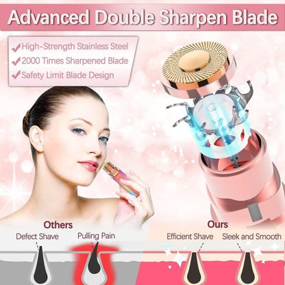 2-in-1 Rechargeable Hair Remover – Painless Face & Body Trimmer with USB Cable & Cleaning Brush (Random Color)