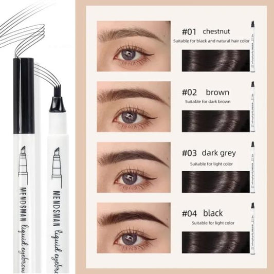4-Tip Waterproof Eyebrow Pen – Fine Sketch Tattoo Tint for Natural, Long-Lasting Brows