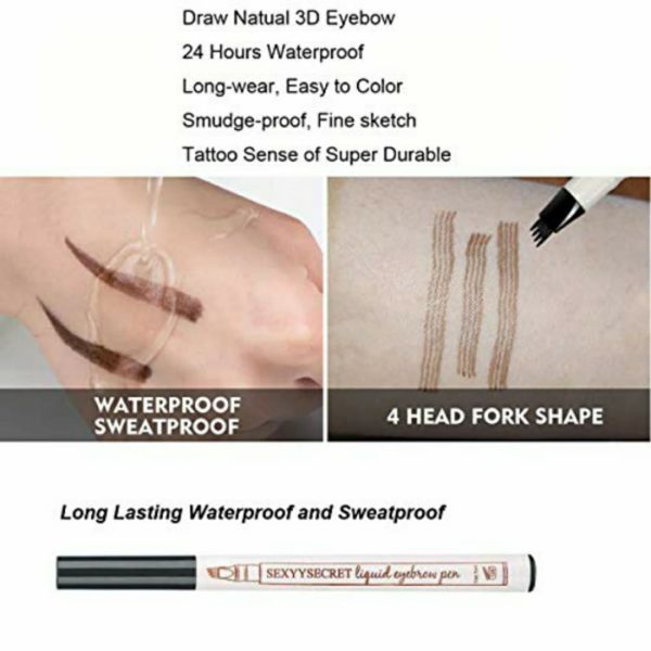 4-Tip Waterproof Eyebrow Pen – Fine Sketch Tattoo Tint for Natural, Long-Lasting Brows