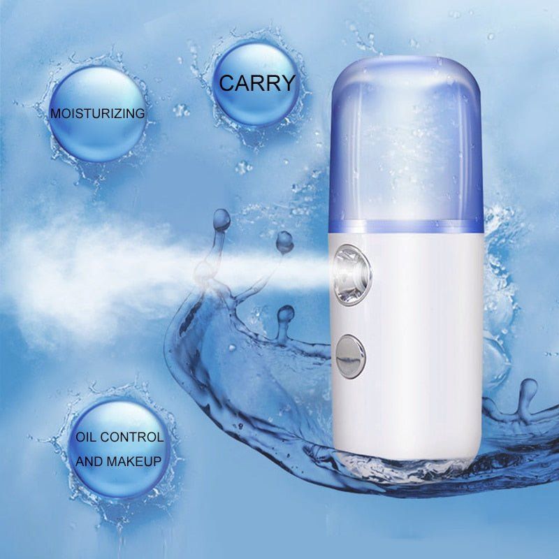 Nano Facial Mist Sprayer – 30ml USB Rechargeable Handy Humidifier for Deep Moisturizing & Skin Hydration (Random Color)