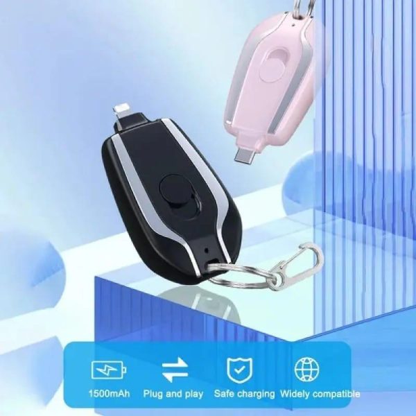 Keychain Power Bank – Mini Portable Emergency Charger Pod | Compact USB Backup Power (Random Color)
