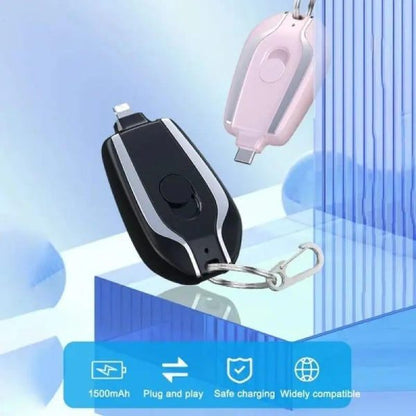 Keychain Power Bank – Mini Portable Emergency Charger Pod | Compact USB Backup Power (Random Color)