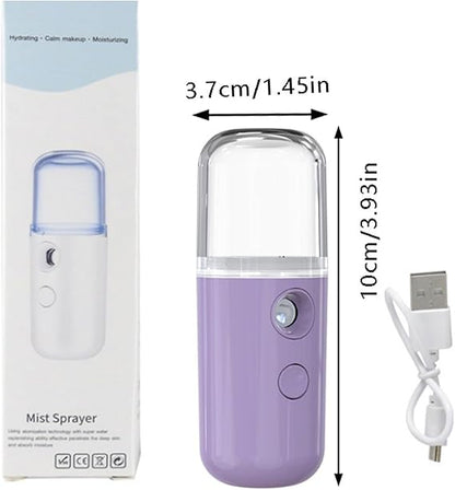 Nano Facial Mist Sprayer – 30ml USB Rechargeable Handy Humidifier for Deep Moisturizing & Skin Hydration (Random Color)