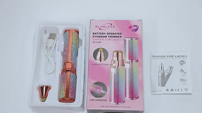 2-in-1 Rechargeable Hair Remover – Painless Face & Body Trimmer with USB Cable & Cleaning Brush (Random Color)